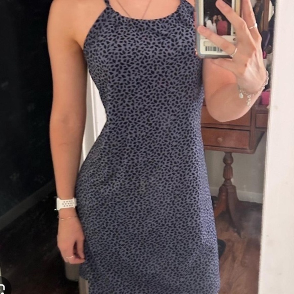 Eddie Bauer Elegant Blue Patterned Dress‎